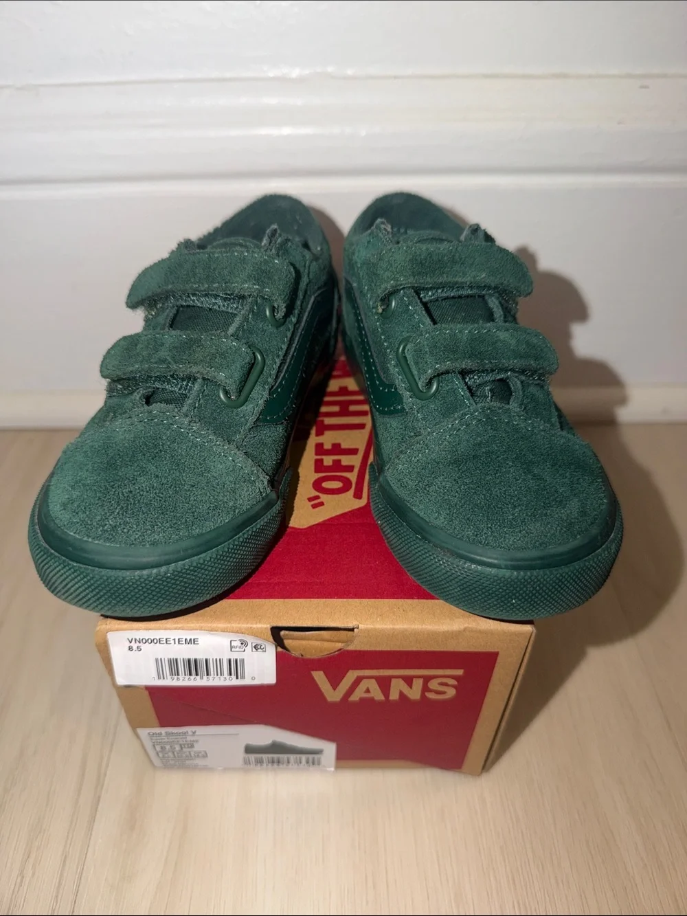 Vans Kids Suede Double Strap Sneakers in Emerald Green
